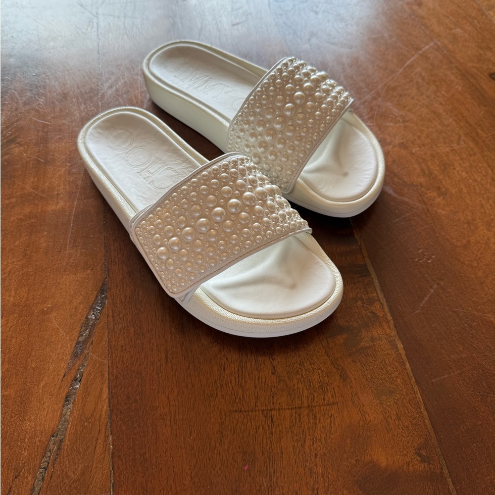 JIMMY CHOO white Fitz sandals